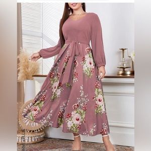 Shein 2XL (16) Dusty Rose. Machine wash, Bishop Sleeve, High Waist, V neck